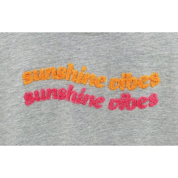 Sunshine Vibes Embroidered Graphic T-Shirt Girls Size XL 16 Tee Gray Self Esteem - Picture 2 of 8
